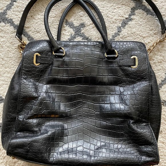 Michael Kors Hamilton Black Alligator Skin Handbag - Picture 3 of 4